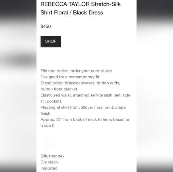 Rebecca Taylor Long Sleeve Button Front Tie Waist Floral Print Dress Women's 8 - Picture 11 of 11